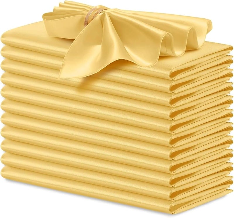 مناديل طاولة من ساتان وردي شامبانيا مقاس 30x30 سم لتزيين حفلات الزفاف والعشاء - Image 2